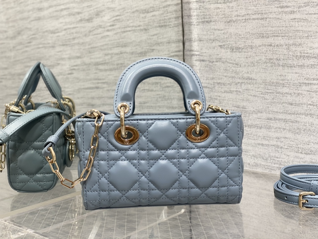 Micro Lady D-Joy Bag Gray Cannage Lambskin